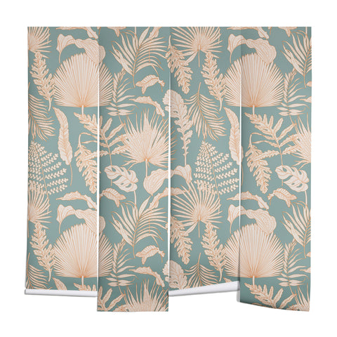 Iveta Abolina Palm Leaves Teal Wall Mural