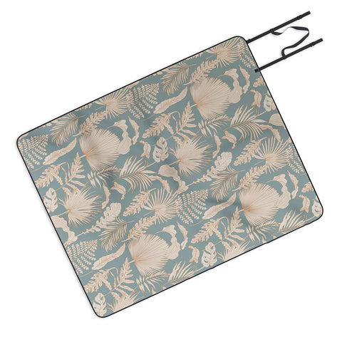 Iveta Abolina Palm Leaves Teal Picnic Blanket