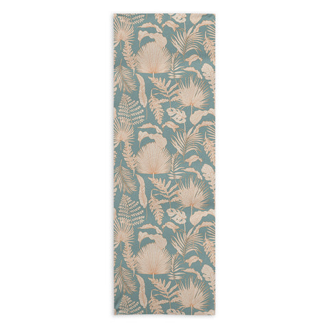 Iveta Abolina Palm Leaves Teal Yoga Towel