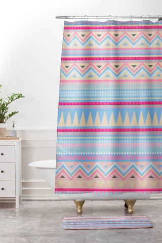 Iveta Abolina Pastel Navajo Shower Curtain And Mat