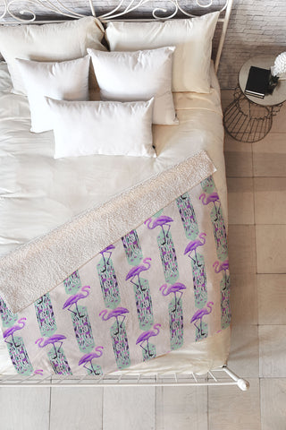 Iveta Abolina Pattern of Flamingo Fleece Throw Blanket