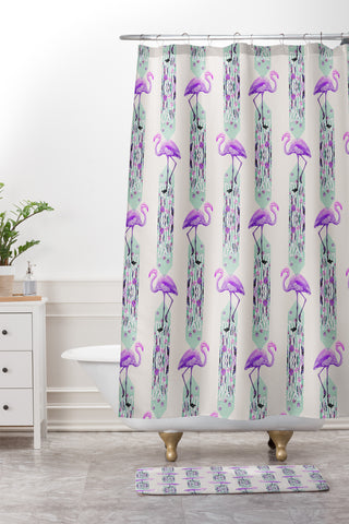 Iveta Abolina Pattern of Flamingo Shower Curtain And Mat