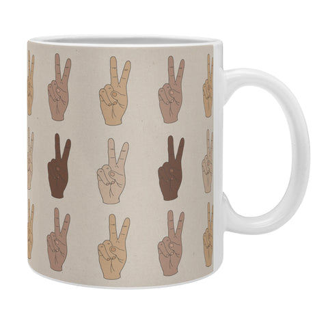 Iveta Abolina Peace Hands Tan Coffee Mug