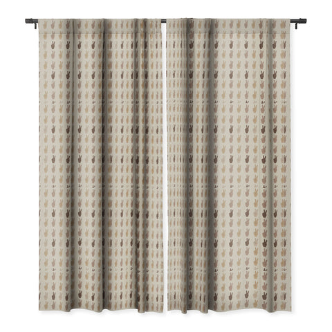 Iveta Abolina Peace Hands Tan Blackout Window Curtain