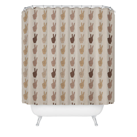 Iveta Abolina Peace Hands Tan Shower Curtain