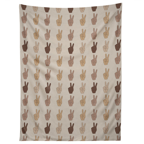 Iveta Abolina Peace Hands Tan Tapestry