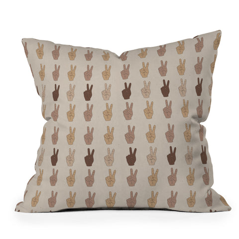 Iveta Abolina Peace Hands Tan Throw Pillow
