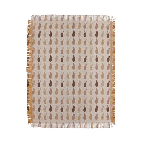 Iveta Abolina Peace Hands Tan Throw Blanket