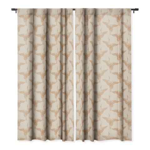 Iveta Abolina Pecan Cranes Cream Blackout Window Curtain