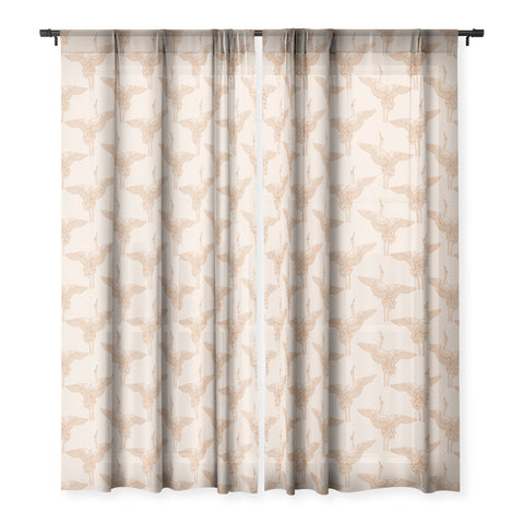 Iveta Abolina Pecan Cranes Cream Sheer Window Curtain