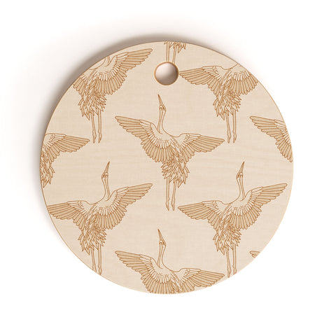 Iveta Abolina Pecan Cranes Cream Cutting Board Round