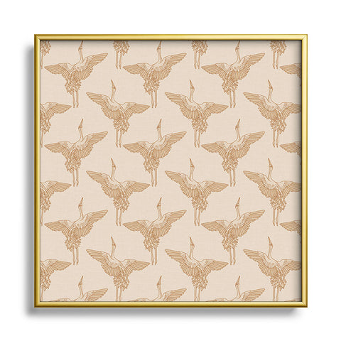Iveta Abolina Pecan Cranes Cream Metal Square Framed Art Print