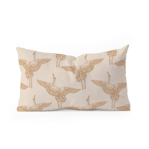 Iveta Abolina Pecan Cranes Cream Oblong Throw Pillow