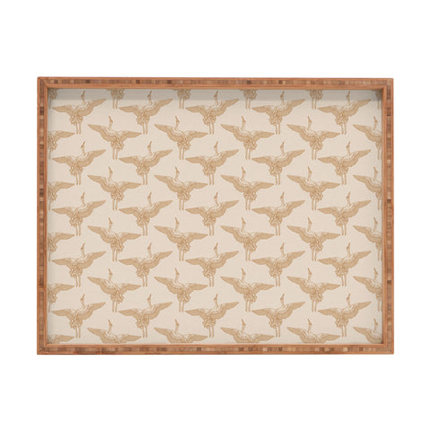 Iveta Abolina Pecan Cranes Cream Rectangular Tray