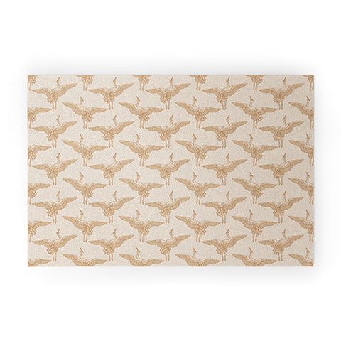 Iveta Abolina Pecan Cranes Cream Welcome Mat