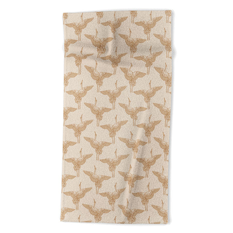 Iveta Abolina Pecan Cranes Cream Beach Towel