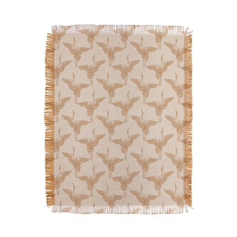 Iveta Abolina Pecan Cranes Cream Throw Blanket