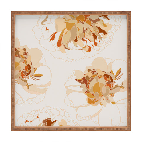Iveta Abolina Peony Line Art I Square Tray