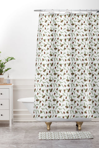 Iveta Abolina Pine Cone Dance I Shower Curtain And Mat