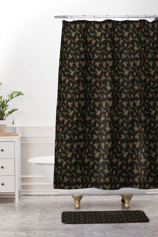 Iveta Abolina Pine Cone Dance II Shower Curtain And Mat