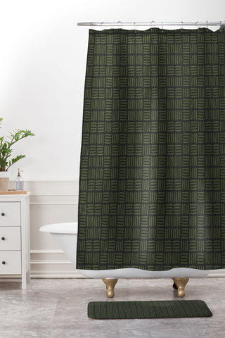Iveta Abolina Pine Needle Checker III Shower Curtain And Mat