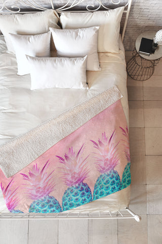 Iveta Abolina Pineapple Farm Fleece Throw Blanket