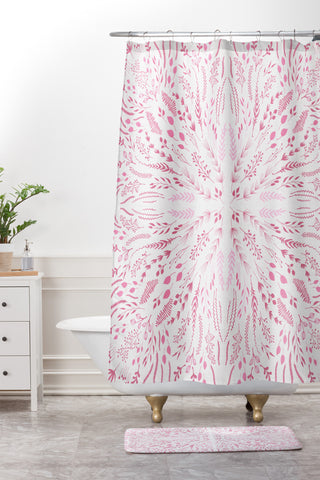 Iveta Abolina Pink Maze Shower Curtain And Mat