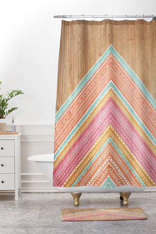 Iveta Abolina Pink Wave Shower Curtain And Mat