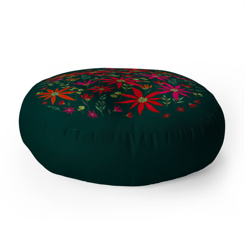 Iveta Abolina Poinsettia Emerald Floor Pillow Round