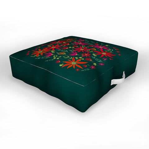 Iveta Abolina Poinsettia Emerald Outdoor Floor Cushion