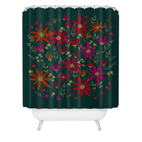 Iveta Abolina Poinsettia Emerald Shower Curtain
