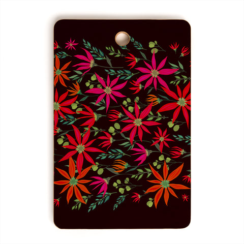 Iveta Abolina Poinsettia Ruby Cutting Board Rectangle