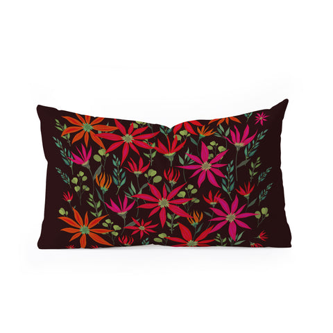 Iveta Abolina Poinsettia Ruby Oblong Throw Pillow