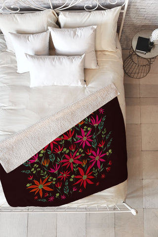 Iveta Abolina Poinsettia Ruby Fleece Throw Blanket