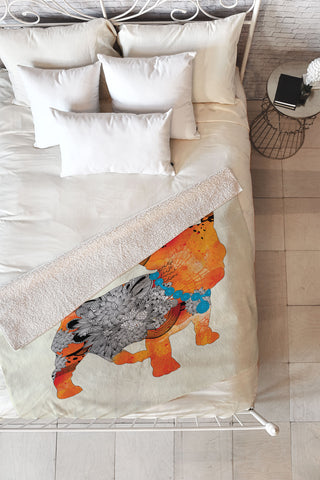 Iveta Abolina Puppy Frenchie Fleece Throw Blanket
