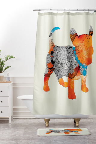 Iveta Abolina Puppy Frenchie Shower Curtain And Mat
