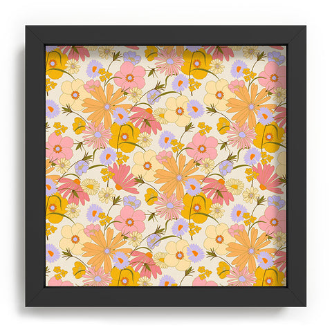Iveta Abolina Purple Daisies 70s Cream Recessed Framing Square