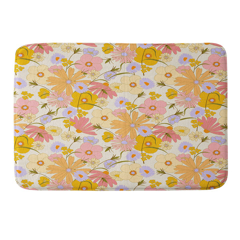 Iveta Abolina Purple Daisies 70s Cream Memory Foam Bath Mat