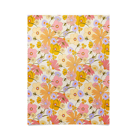 Iveta Abolina Purple Daisies 70s Cream Poster