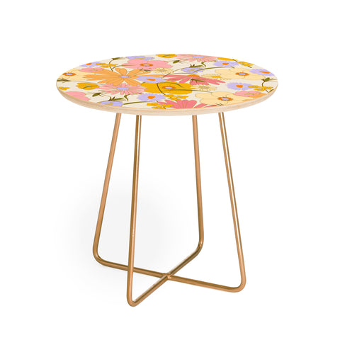 Iveta Abolina Purple Daisies 70s Cream Round Side Table