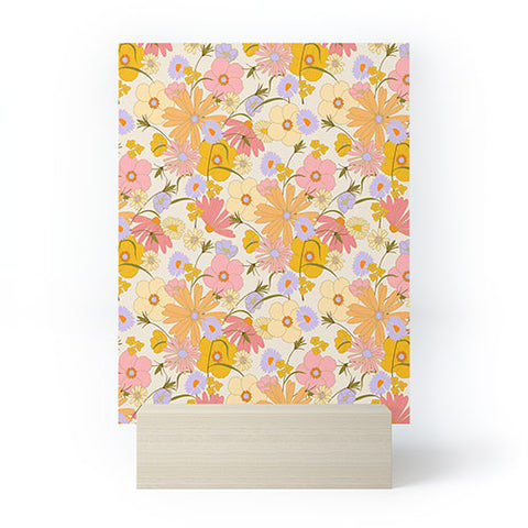 Iveta Abolina Purple Daisies 70s Cream Mini Art Print