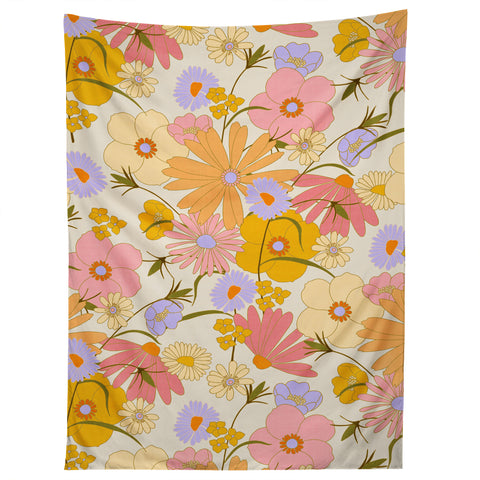 Iveta Abolina Purple Daisies 70s Cream Tapestry