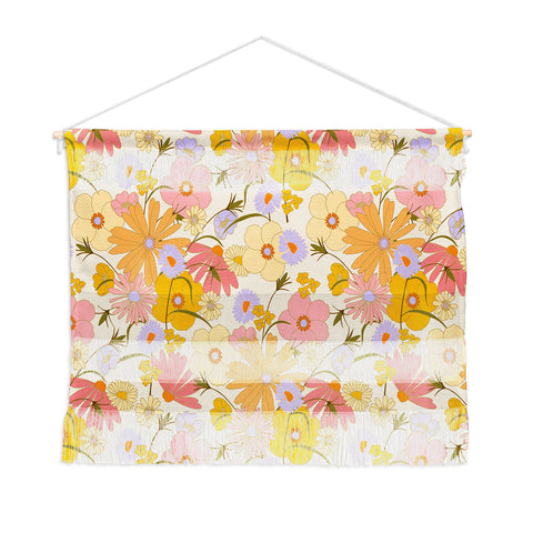 Iveta Abolina Purple Daisies 70s Cream Wall Hanging Landscape