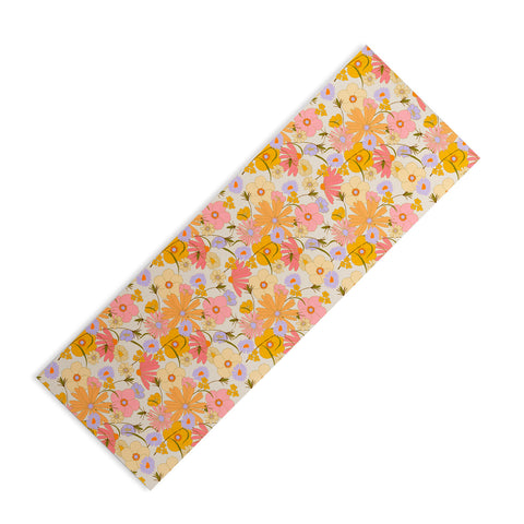 Iveta Abolina Purple Daisies 70s Cream Yoga Mat
