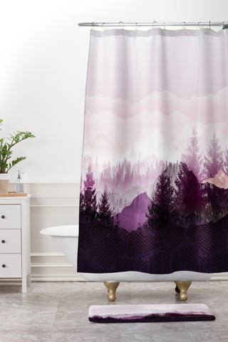 Iveta Abolina Purple Horizon Shower Curtain And Mat
