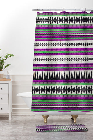 Iveta Abolina Purple Navajo Shower Curtain And Mat