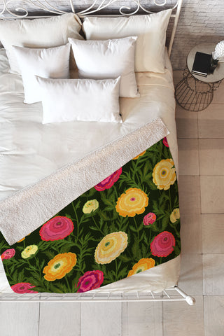 Iveta Abolina Ranunculus Love Fleece Throw Blanket
