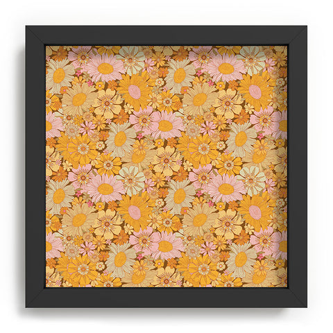 Iveta Abolina Retro Florals 70s Brown Recessed Framing Square