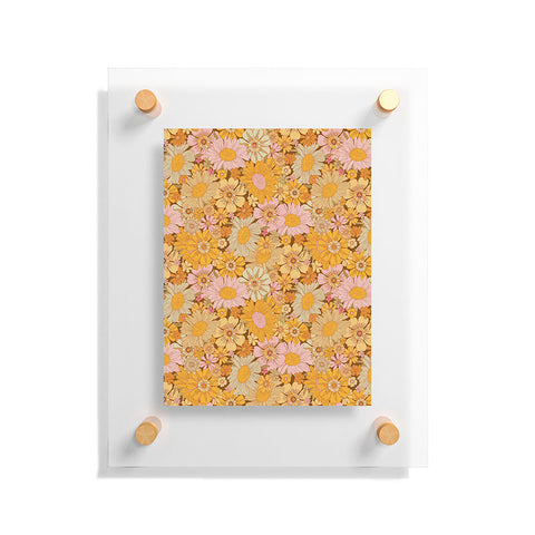 Iveta Abolina Retro Florals 70s Brown Floating Acrylic Print