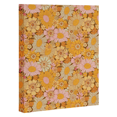 Iveta Abolina Retro Florals 70s Brown Art Canvas